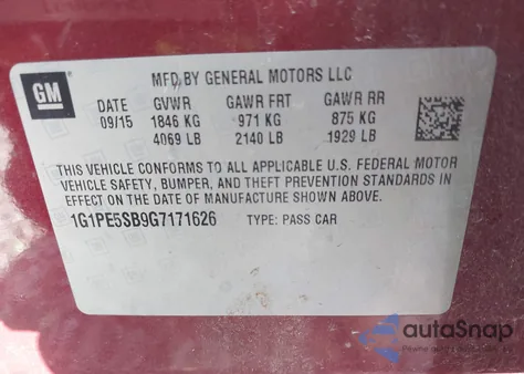 2016 Chevrolet Cruze Limited Lt z USA, uszkodzony, nr VIN 1G1PE5SB9G7171626